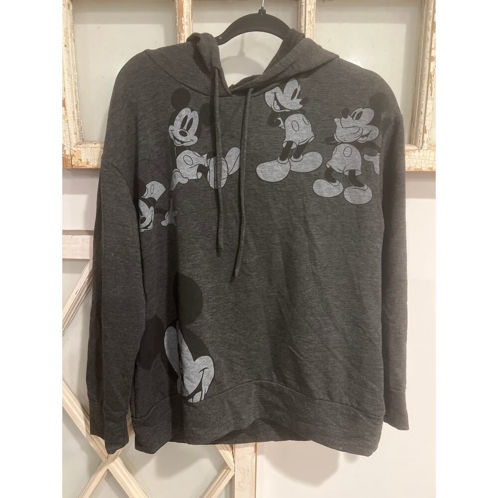 Disney size large charcoal gray hoodie with Mickey Mouse